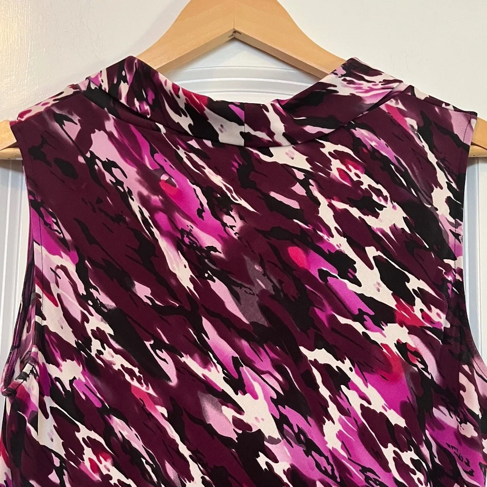 Tahari Arthur S. Levine Sleeveless Abstract Print Blouse Purple Size Medium - Picture 6 of 10